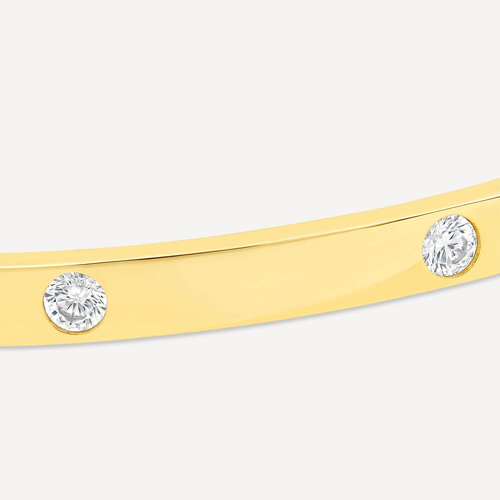 9ct Yellow Gold Plated Cubic Zirconia Spots Bangle image number 2