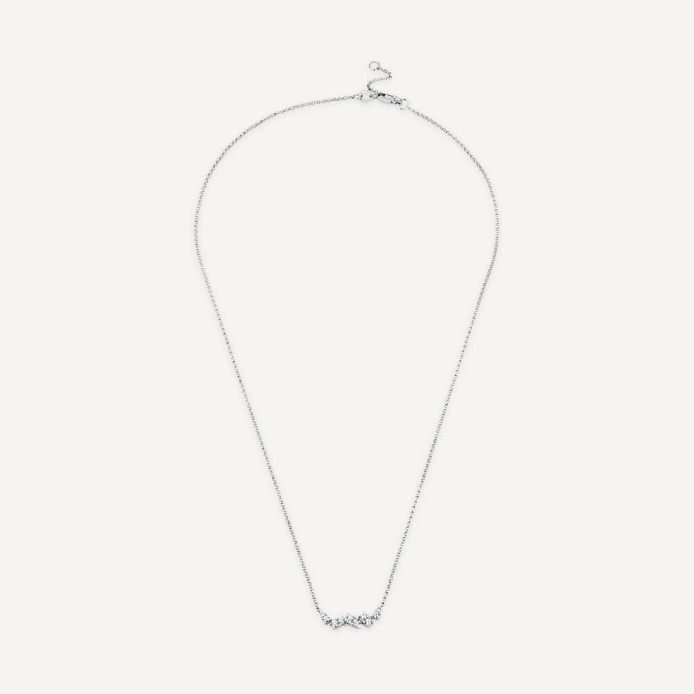 9ct White Gold 0.23ct 10 Stone Diamond Wave Necklet image number 2