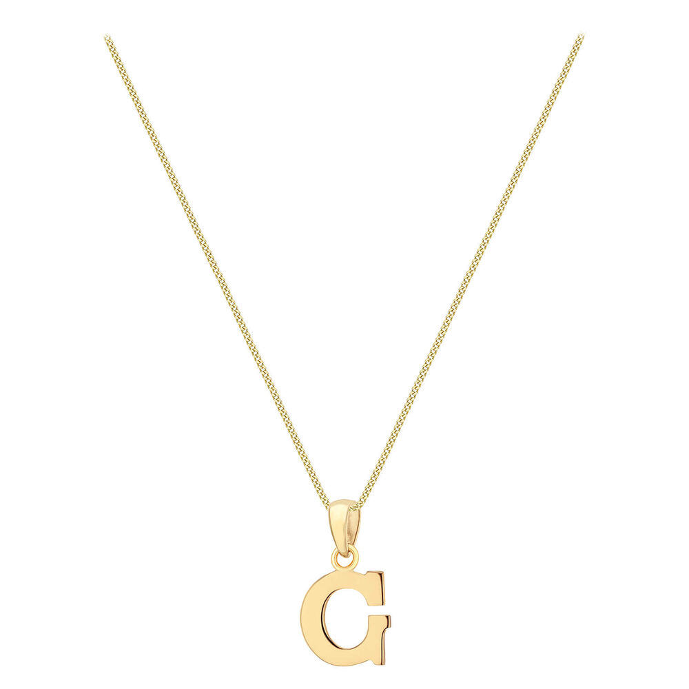 9ct Yellow Gold Plain Initial G Pendant With 16-18' Chain (Special Order) (Chain Included) image number 1