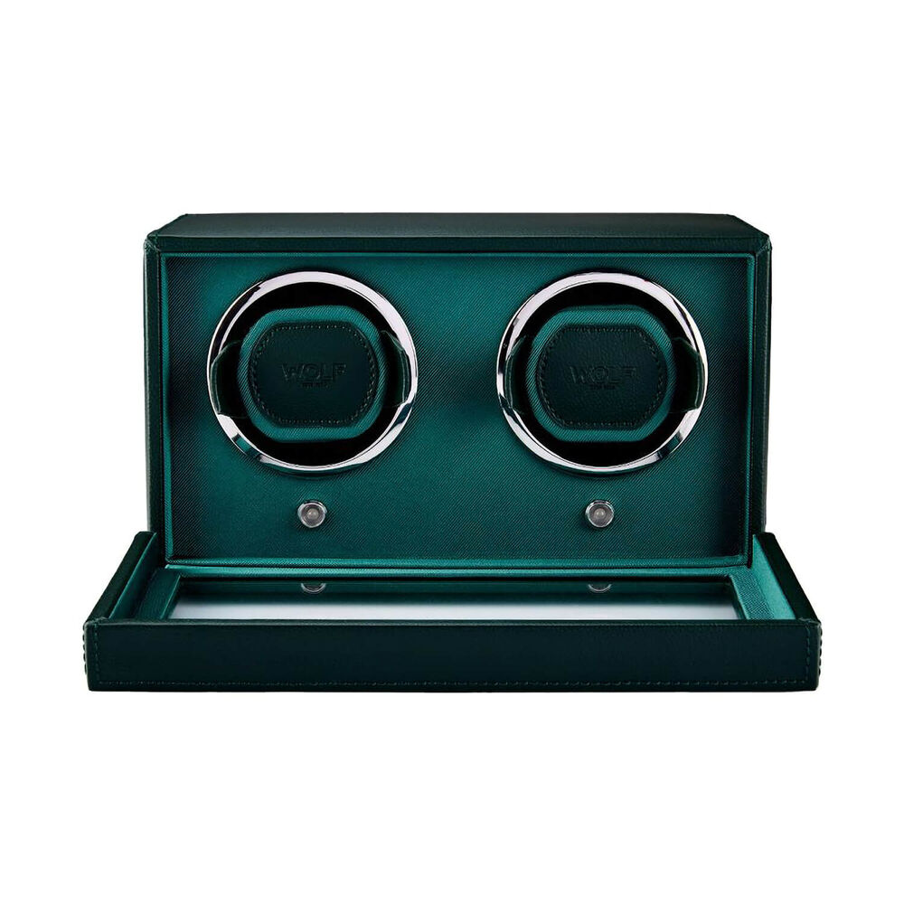 WOLF Cub Green Double Watch Winder With Cover