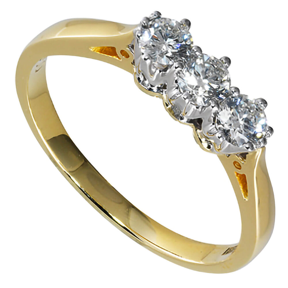 18ct gold 0.50 carat diamond three stone ring image number 0