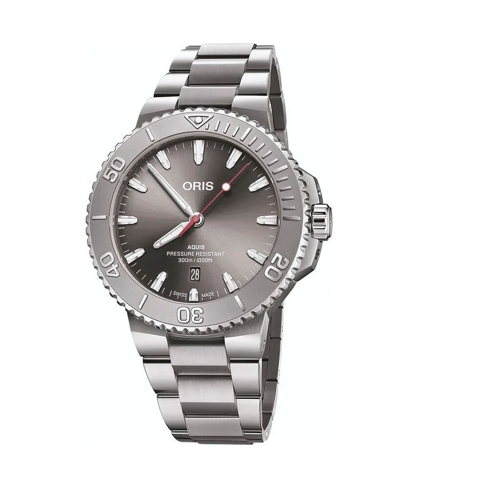Oris Aquis Date Relief 43.5mm Grey Dial Stainless Steel Bracelet Watch image number 0