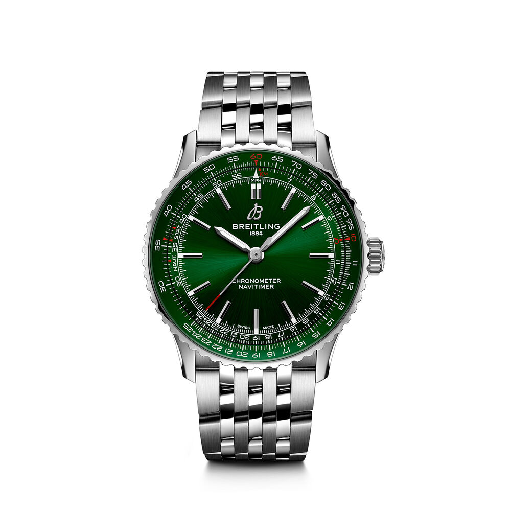 Breitling Navitimer Automatic 41mm Green Dial Steel Bracelet Watch