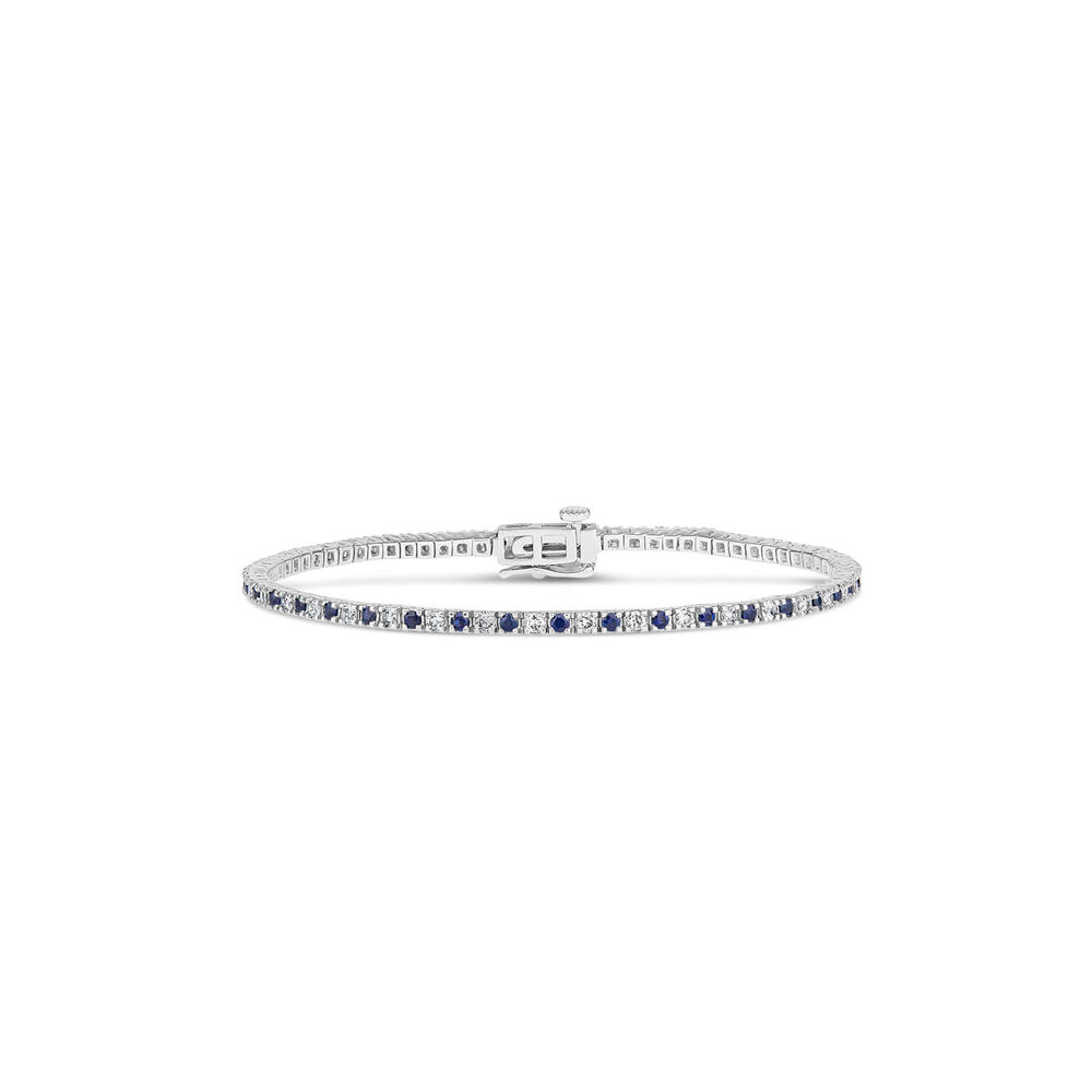 Platinum Sapphire & 2.00ct Diamond Tennis Bracelet