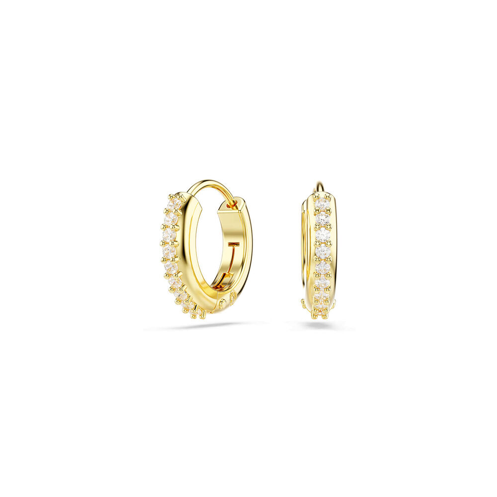 Swarovski Matrix Cubic Zirconia 18ct Yellow Gold Finished Mini Hoop Earrings