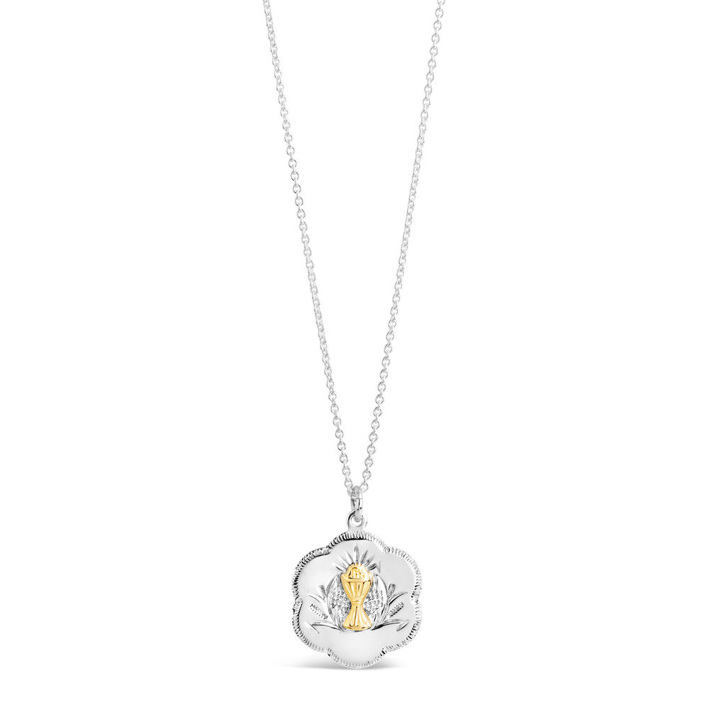 Sterling Silver & Yellow Gold-Plated Chalice Pendant (Chain Included)
