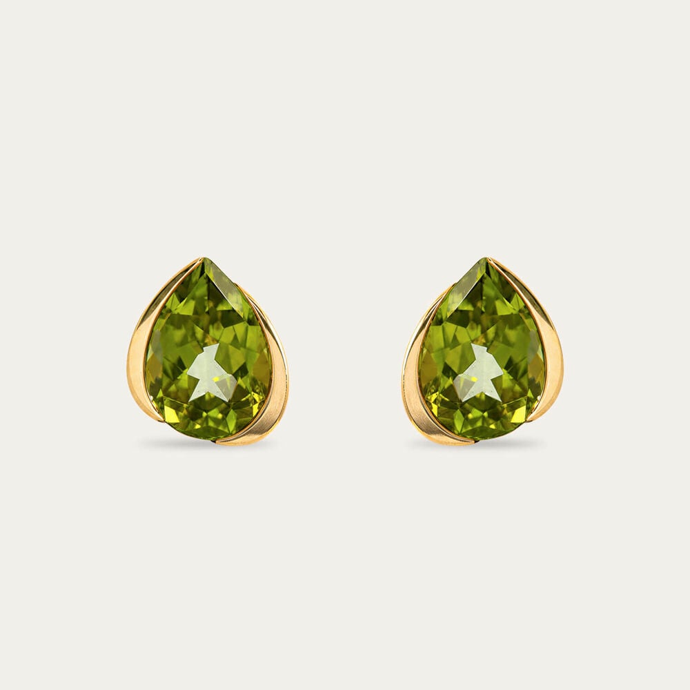 9ct Yellow Gold Teardrop Peridot Stud Earrings