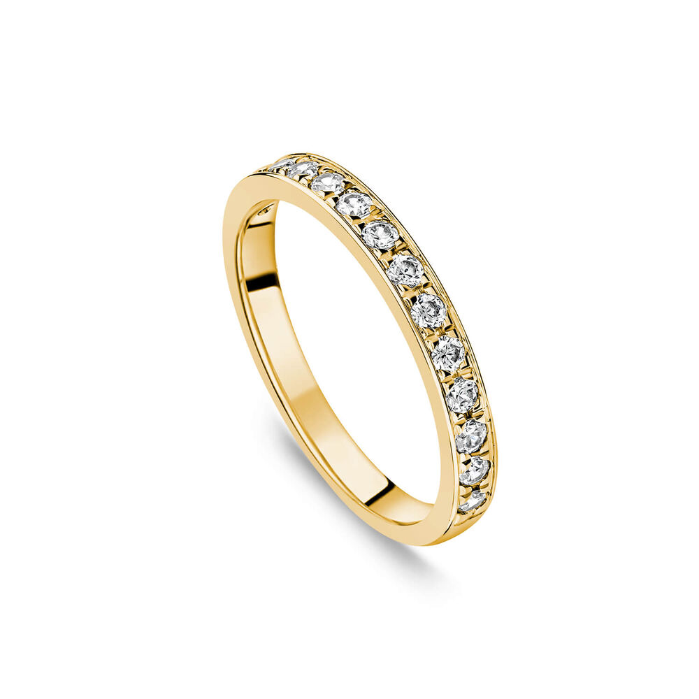 9ct Yellow Gold 2.5mm 0.30ct Diamond Pave Set Wedding Ring- (Special Order) image number 0