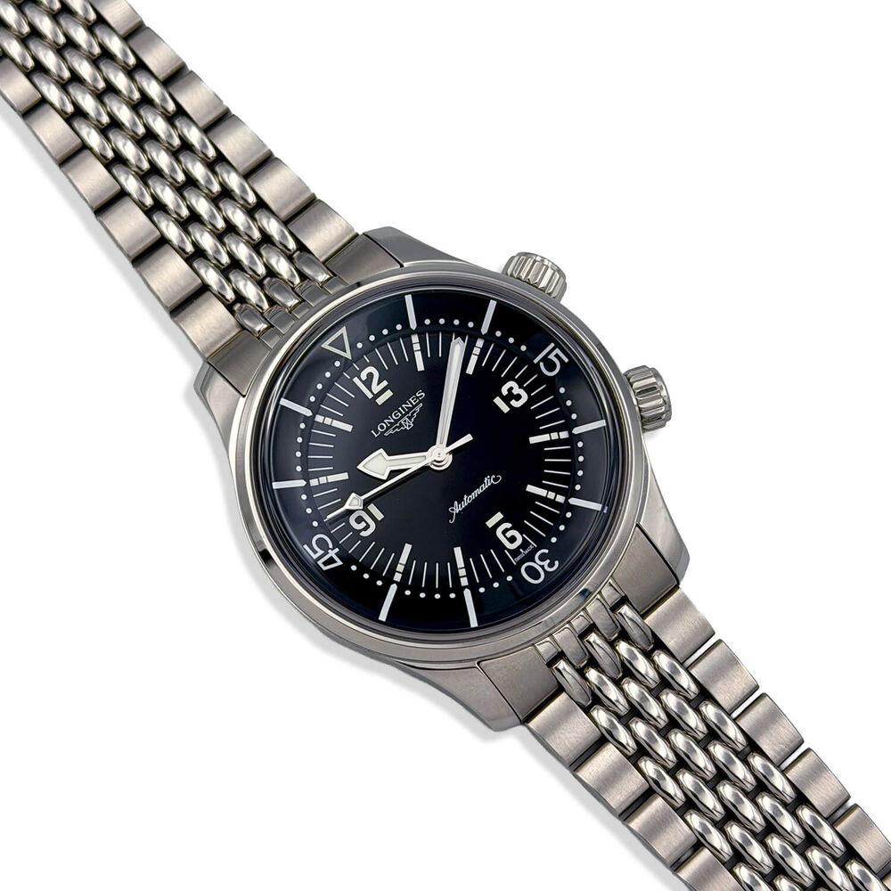 Pre-Owned Longines Legend Diver 39mm Black Dial Steel Bracelet Watch