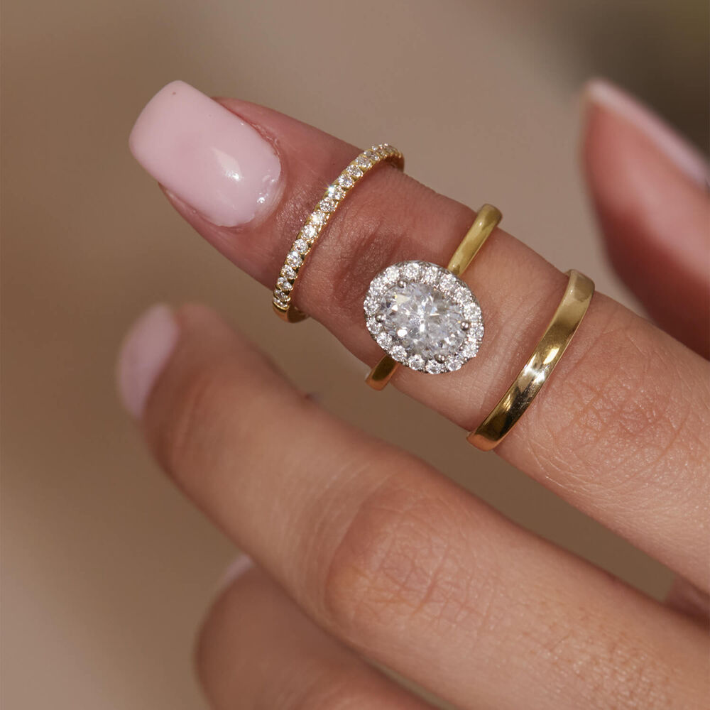 Born 18ct Yellow Gold 0.15ct Lab Grown Diamond Triangle Claw Set Half Eternity Wedding Ring image number 7