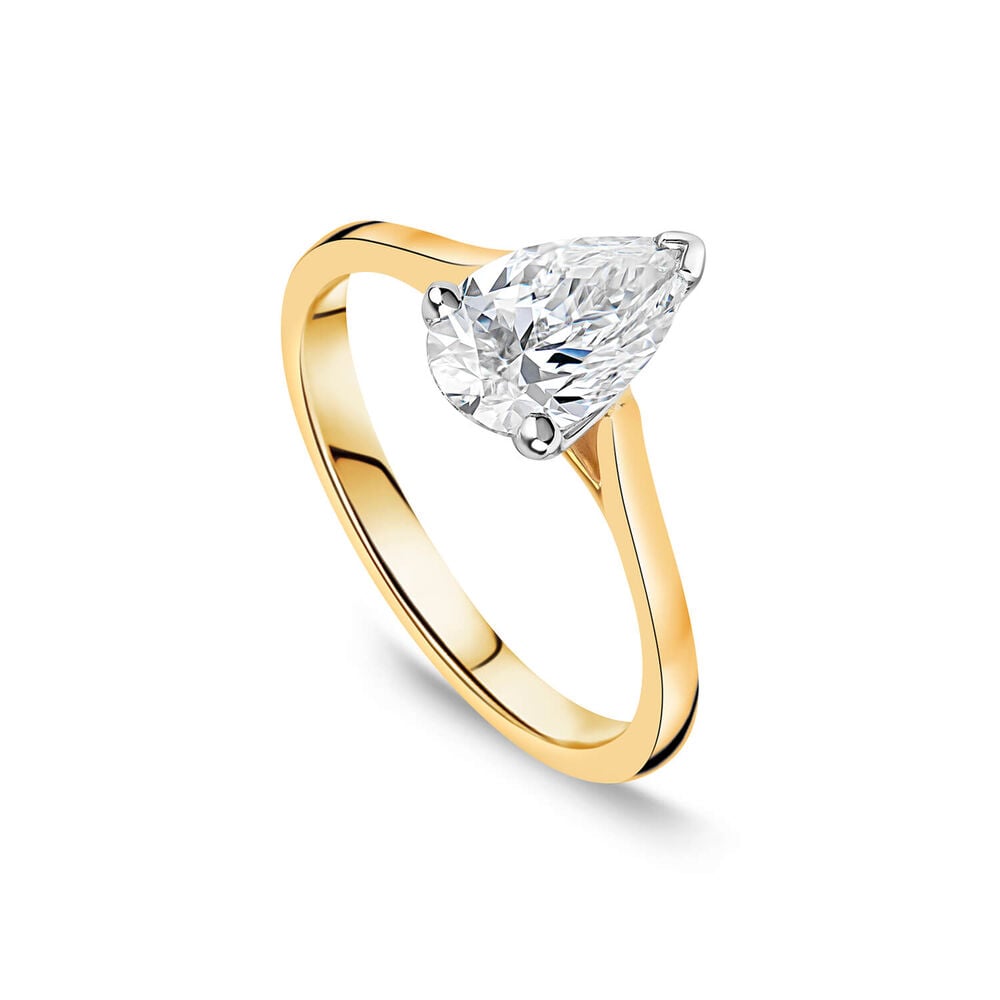 Born 18ct Yellow Gold Lab Grown 1ct Pear Diamond Ring image number 0