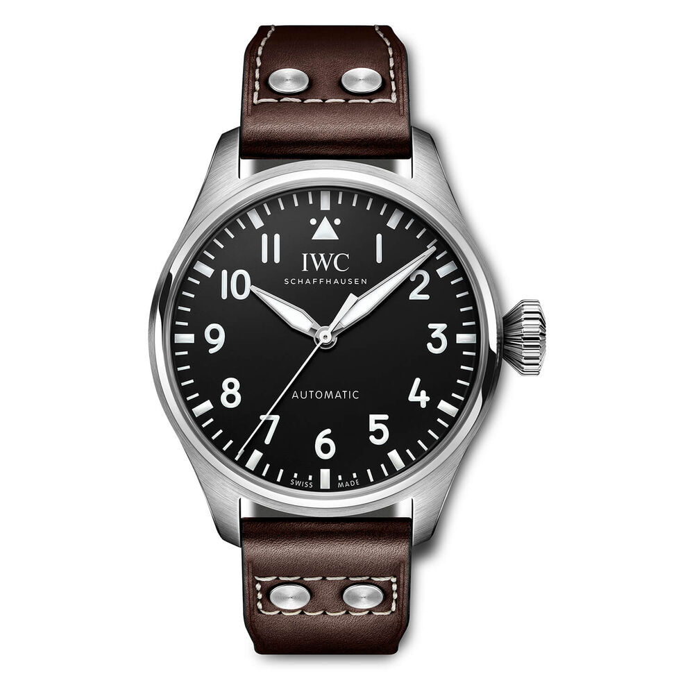 IWC Schaffhausen Big Pilot's Watch 43 Black Dial Brown Strap Watch image number 0