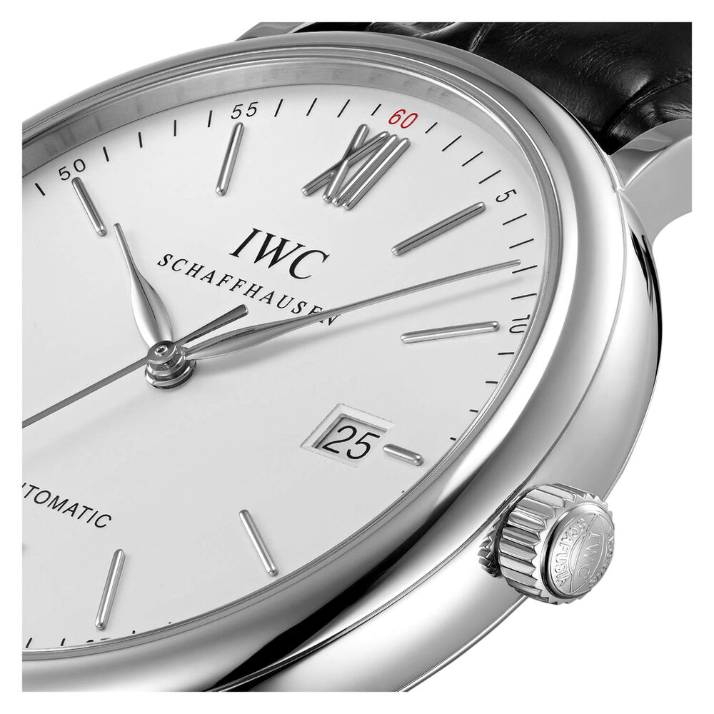 IWC Schaffhausen Portofino Automatic Silver Dial Black Strap Watch image number 2