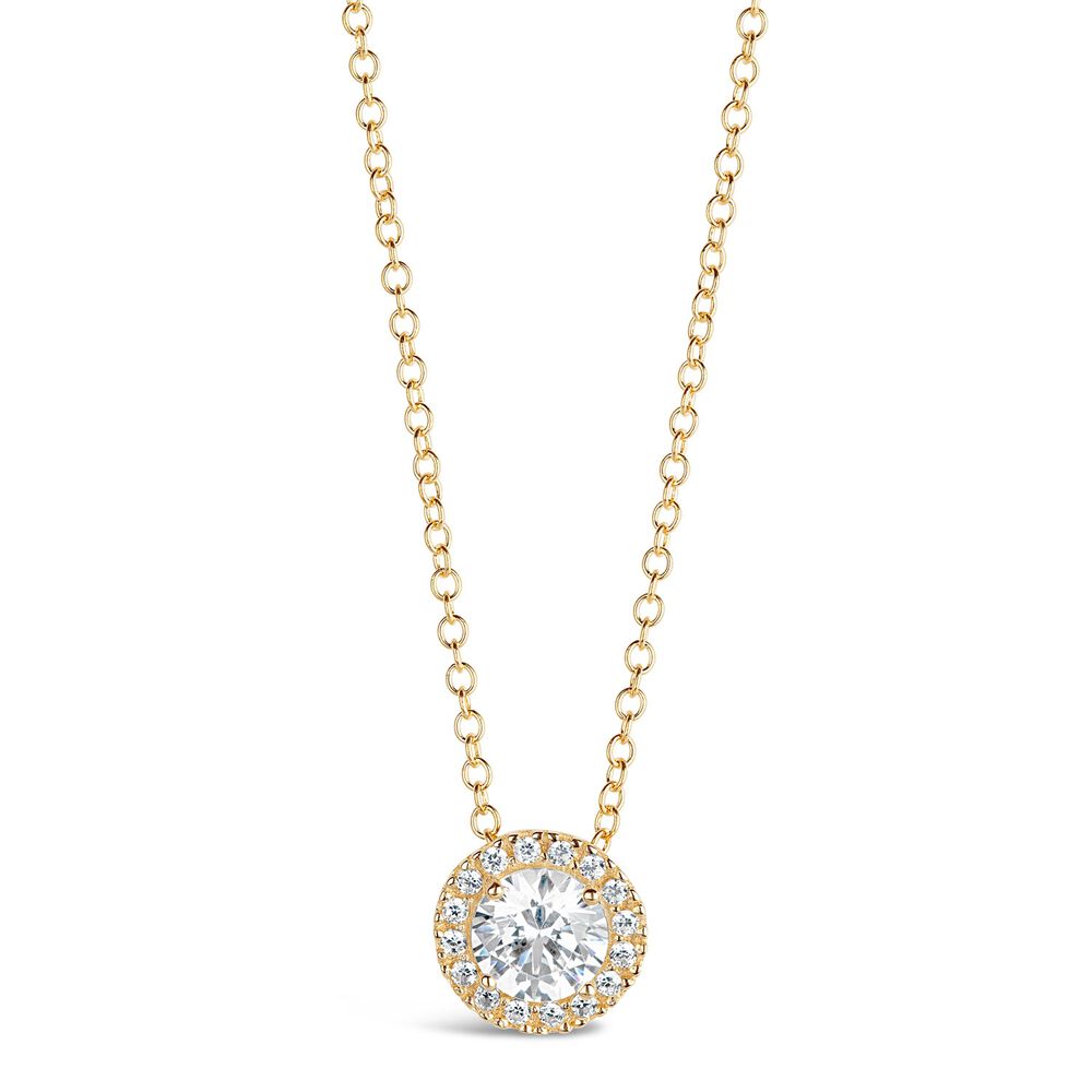 9ct Yellow Gold Cubic Zirconia Set Halo Pendant image number 0