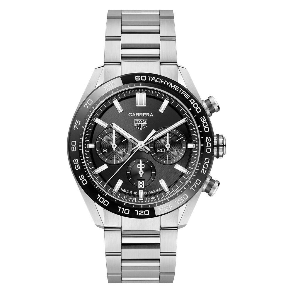TAG Heuer Carrera Chronograph 44mm Black Dial & Bezel Stainless Steel Bracelet Watch image number 0