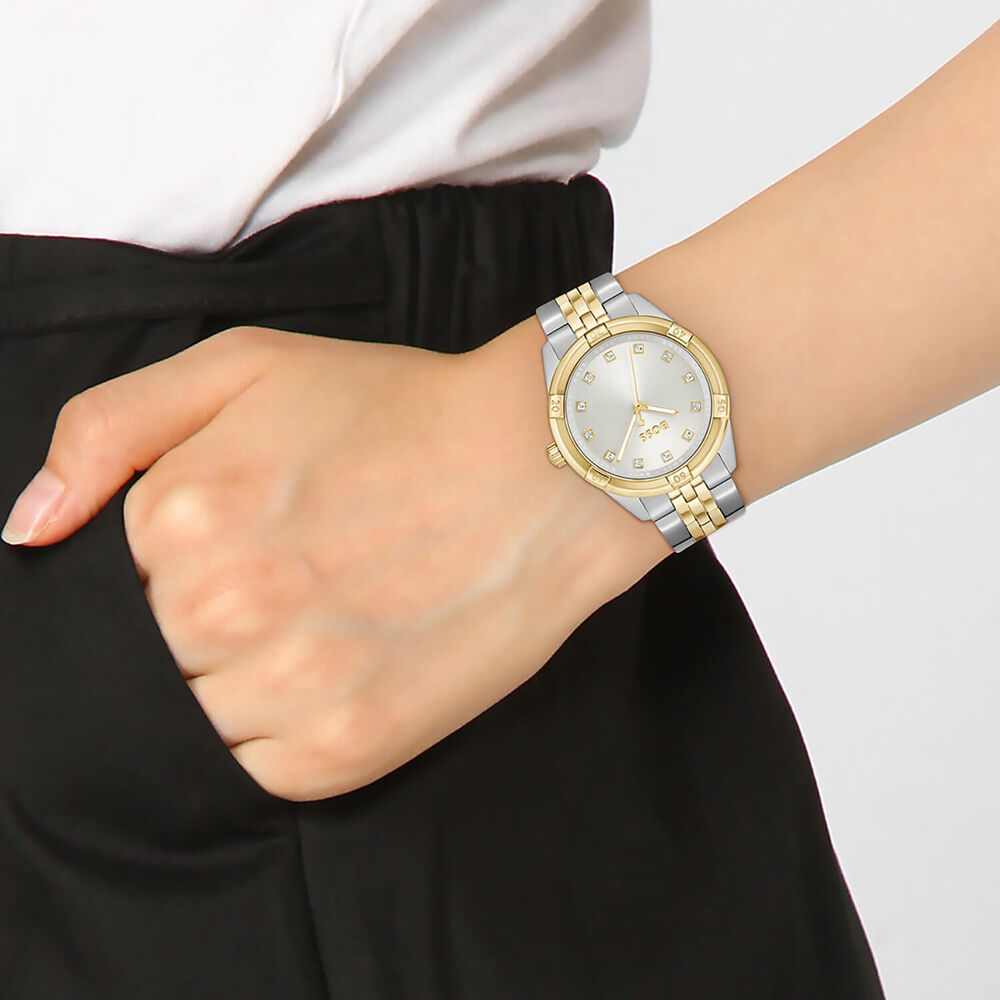 BOSS Rhea 36mm Silver Dial Yellow Gold  & Steel Bracelet Watch image number 4