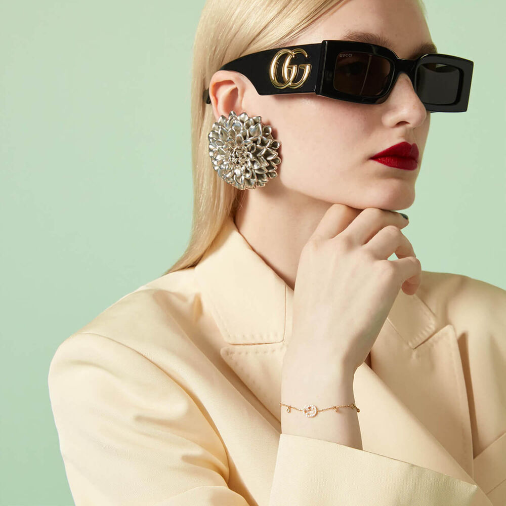 Gucci Interlocking Yellow Gold Diamond Bracelet (Size M, 6.7")