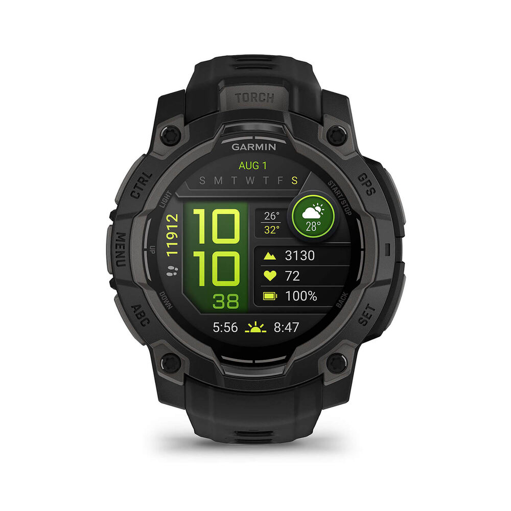 Garmin Instinct 3 AMOLED 45mm Black Bezel & Silicon Strap Watch image number 1