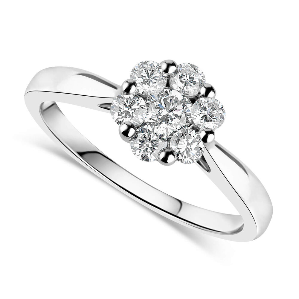 Platinum 0.50ct Diamond Flower Cluster Ring