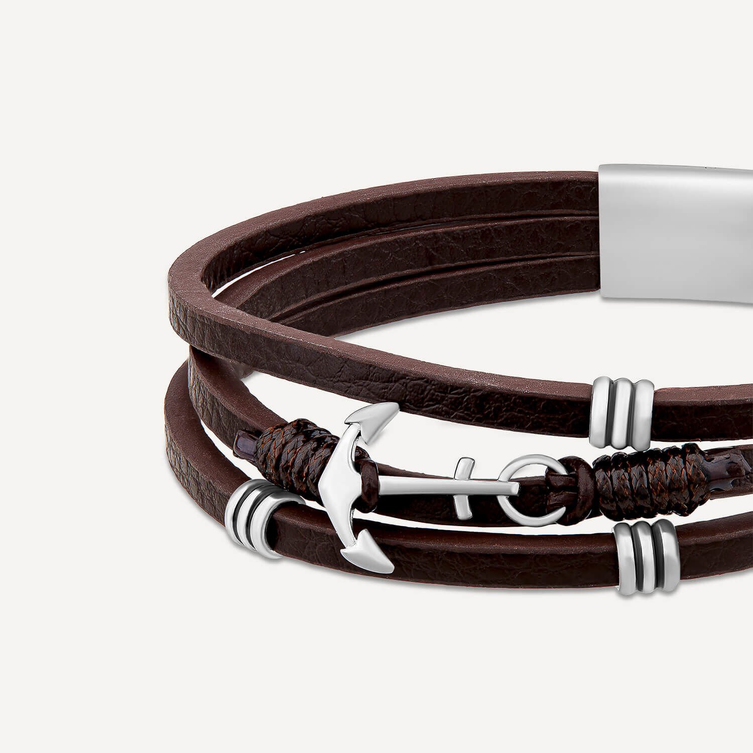Leather anchor bracelet men's clearance