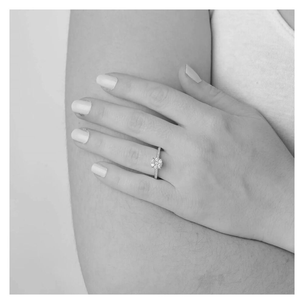 9ct white gold 0.45 carat diamond bridal cluster ring image number 4