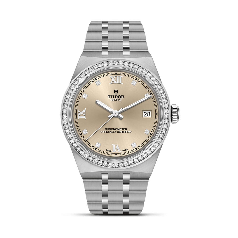 TUDOR Royal 36mm Ivory Dial Diamond Bezel Stainless Steel Bracelet Watch