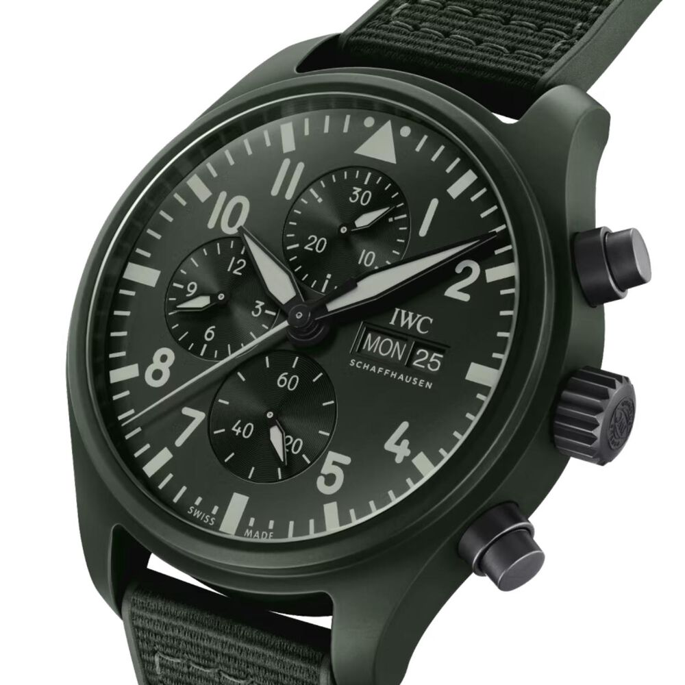 IWC Schaffhausen Pilot's Chronograph Top Gun Woodland Edition 44.5mm Dial Rubber Strap Watch image number 2