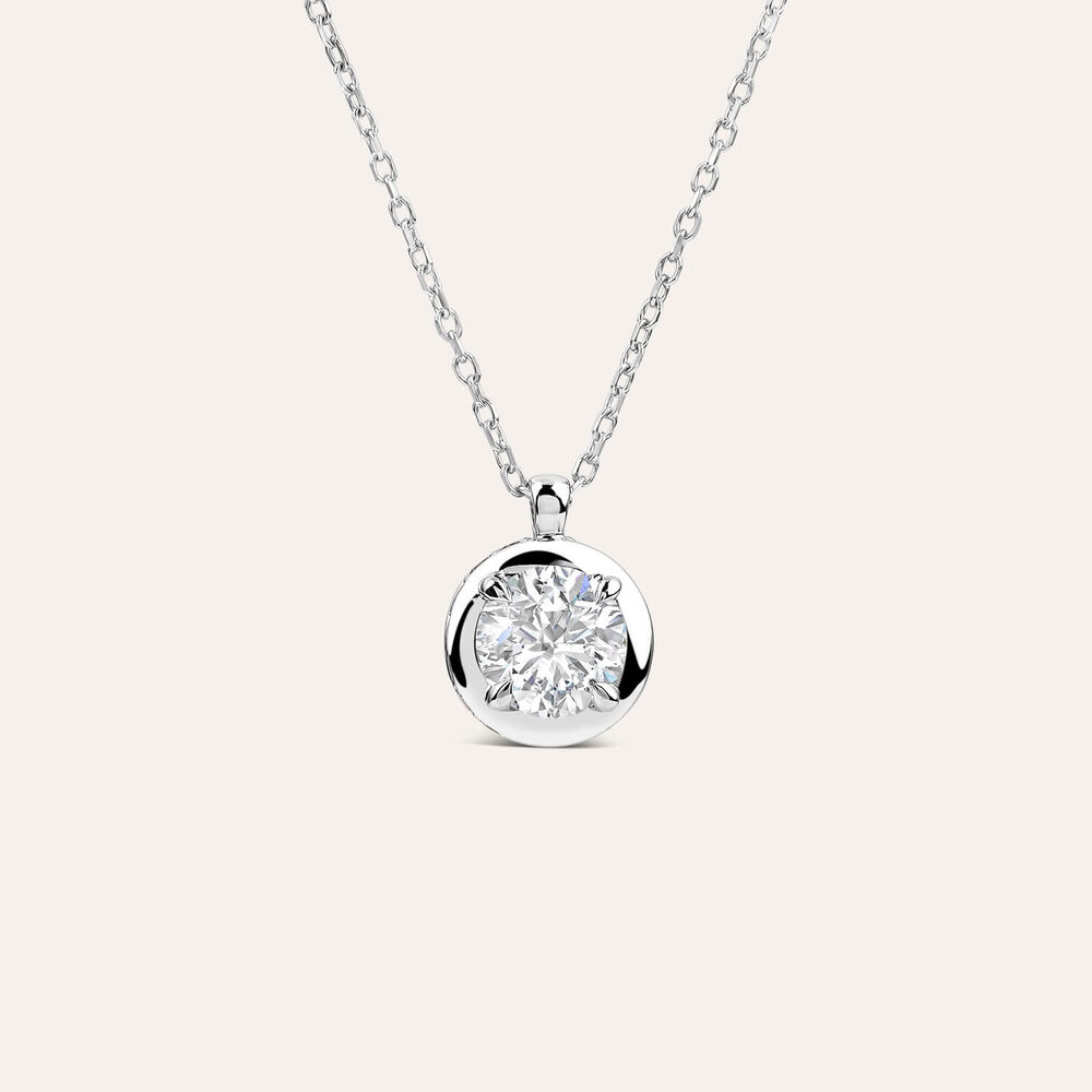 Born Orbit 9ct White Gold Lab Grown 0.82ct Round Diamond Pendant