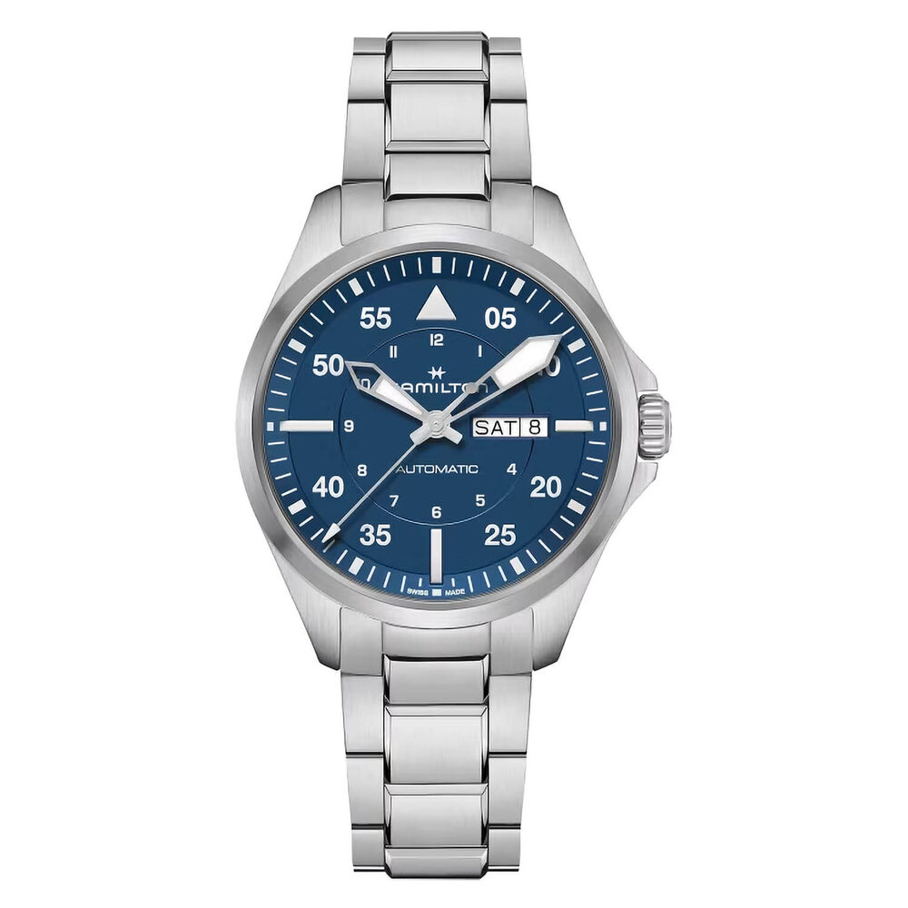 Hamilton Khaki Aviation Pilot Automatic 42mm Blue Dial Steel Bracelet Watch image number 0