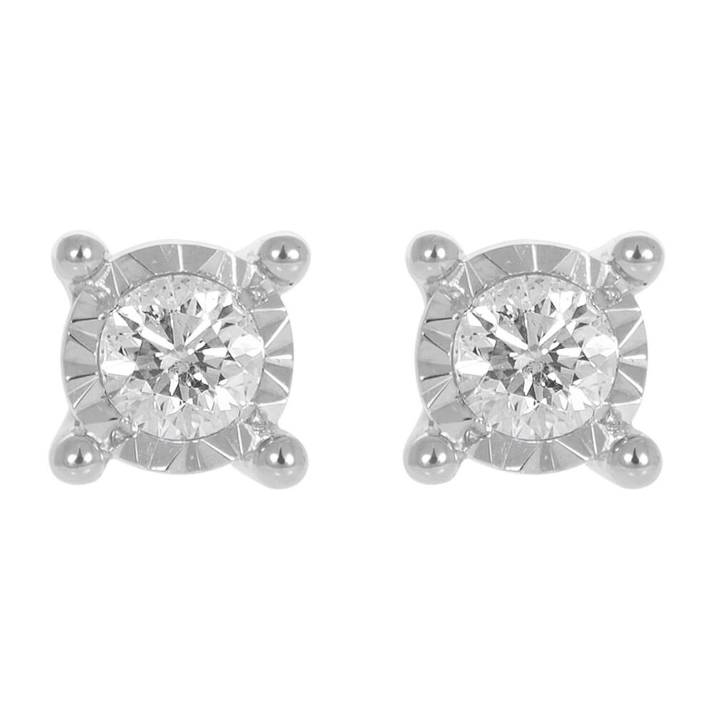 9ct white gold 0.16 carat diamond solitaire stud earrings image number 0
