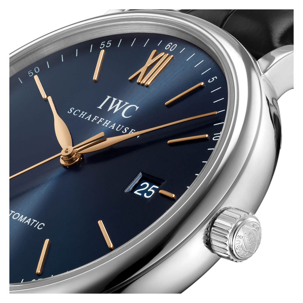 IWC Schaffhausen Portofino Automatic Blue Dial Black Strap Watch image number 2
