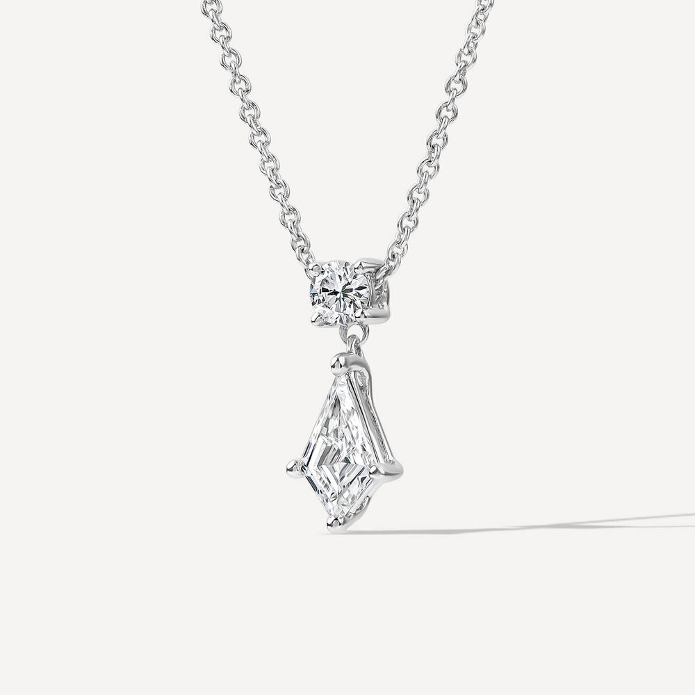 Born Classic 9ct White Gold Lab Grown 0.50ct Kite Shape & Round Brilliant Diamond Pendant image number 1
