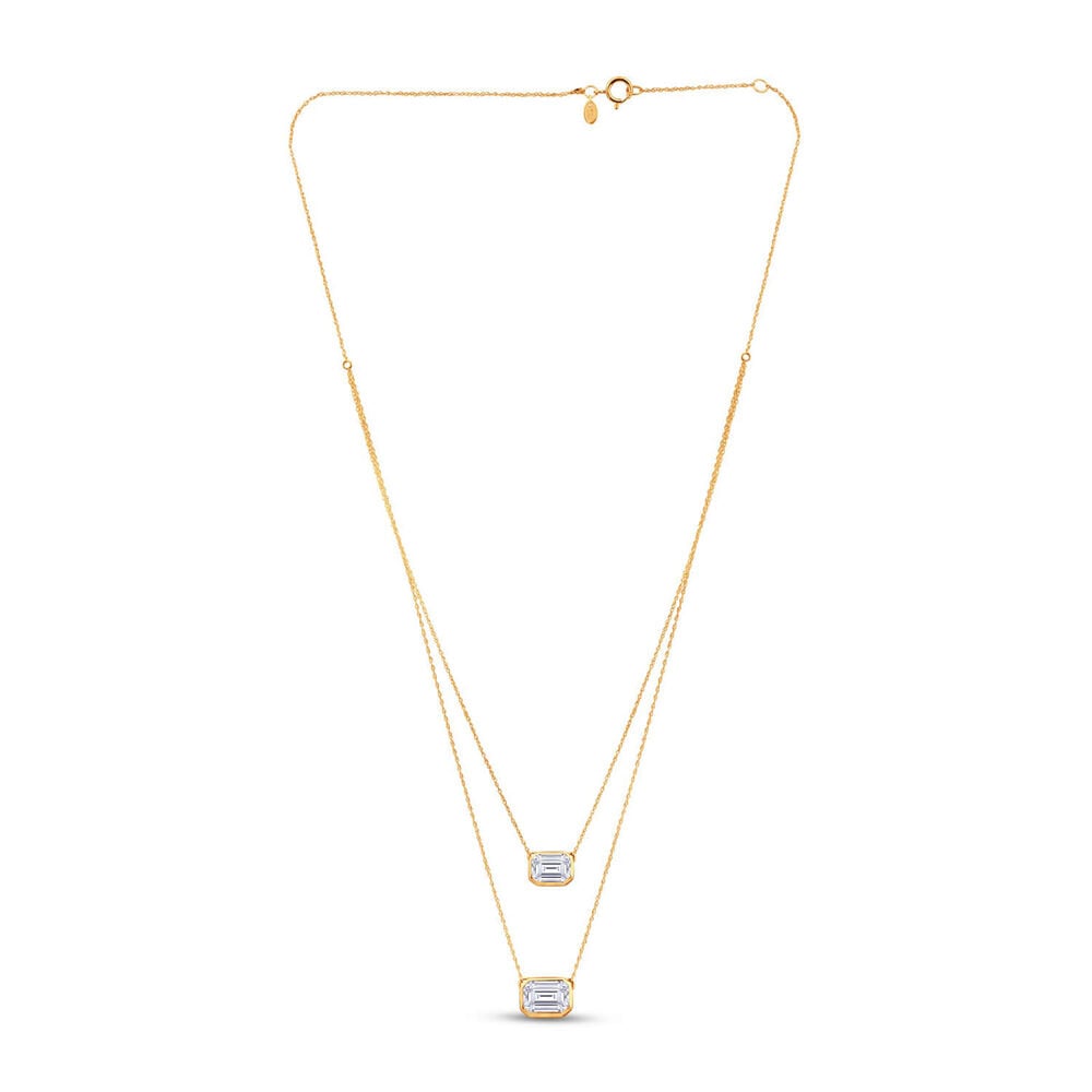 Born Contour 9ct Yellow Gold 0.40ct Emerald Lab Grown Diamond Double Necklet