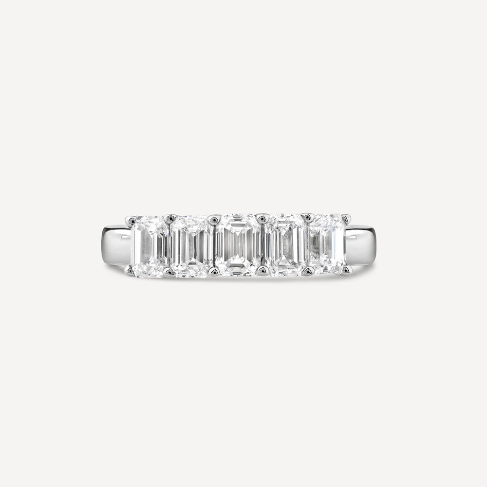 Born Platinum 1.5ct Lab Grown 5 Stone Emerald Cut Half Eternity Diamond Ring image number 1