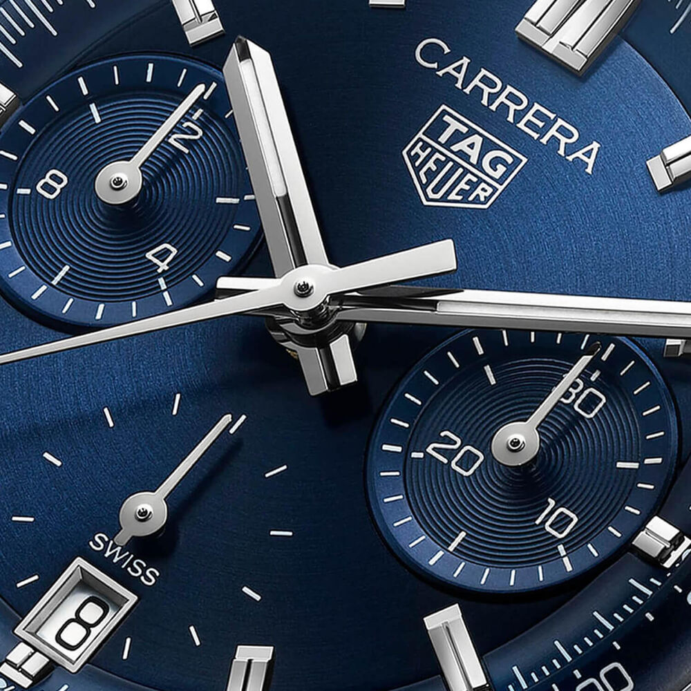 TAG Heuer Carrera Chronograph 39mm Blue Dial Steel Bracelet Watch image number 2