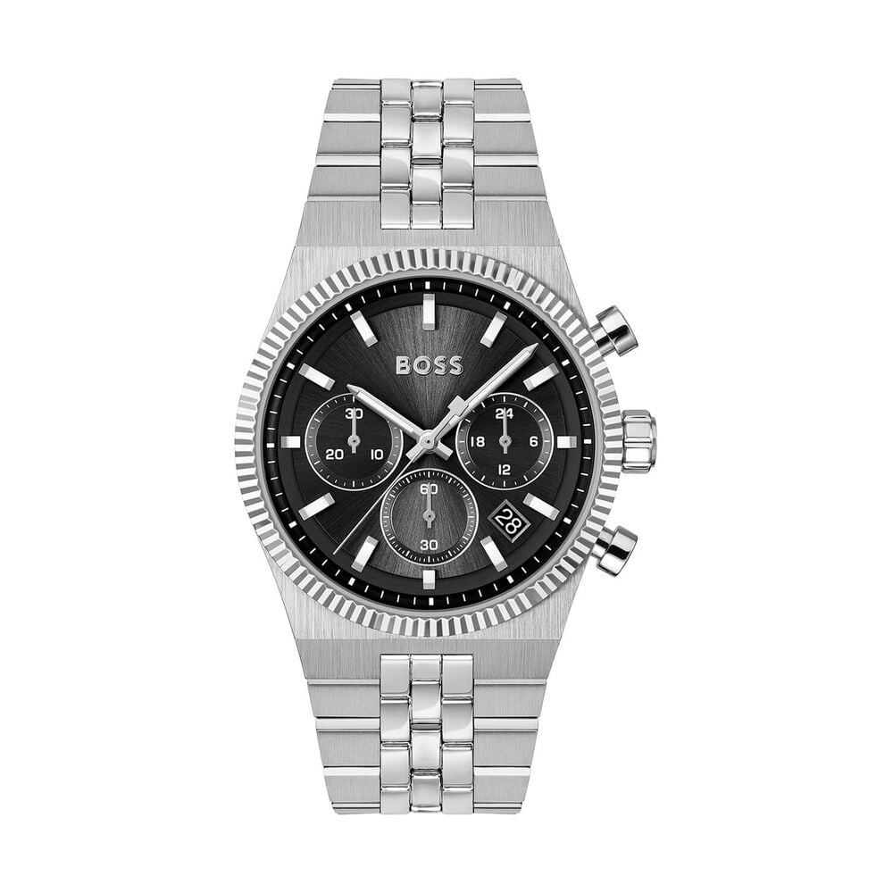 BOSS Candor Prime 41mm Black Dial Stainless Steel Bracelet Chronograph Watch image number 0