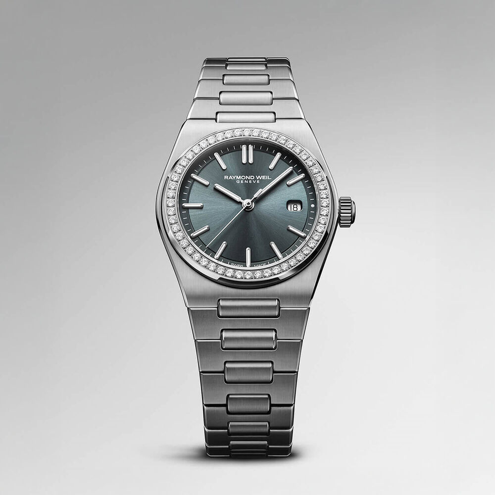 Raymond Weil A.R.T. 30mm Blue Dial Diamond Bezel Steel Bracelet Watch