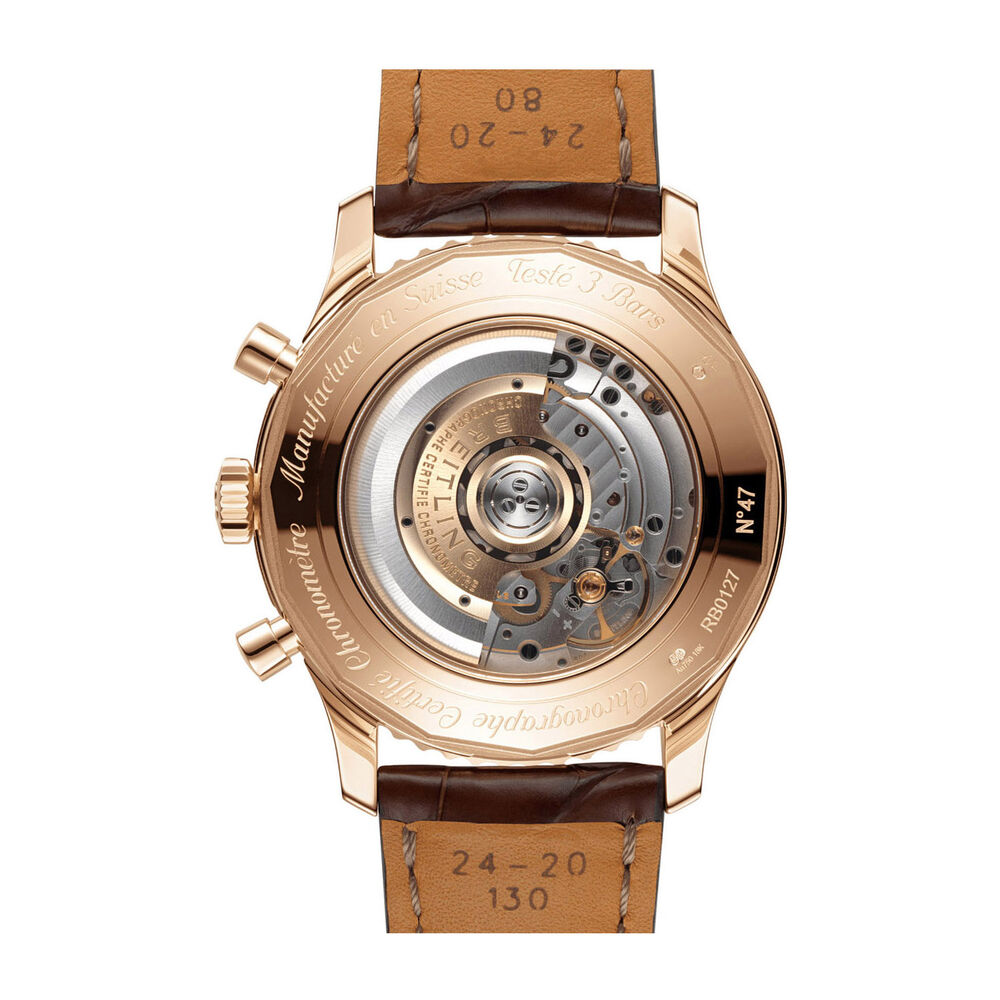 Breitling Navitimer 1 Chronograph Silver Brown Leather Strap watch image number 3