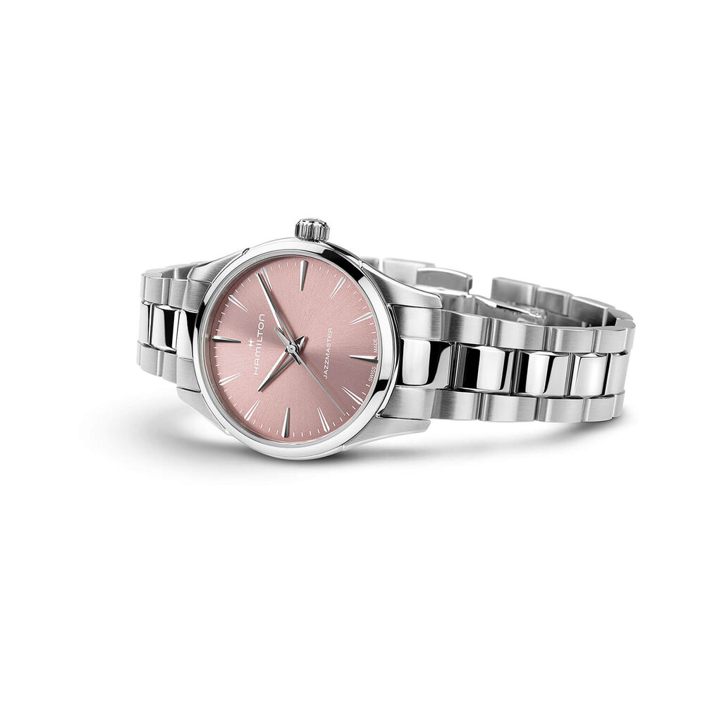 Hamilton Jazzmaster Quartz 32mm Pink Dial Steel Bracelet Watch
