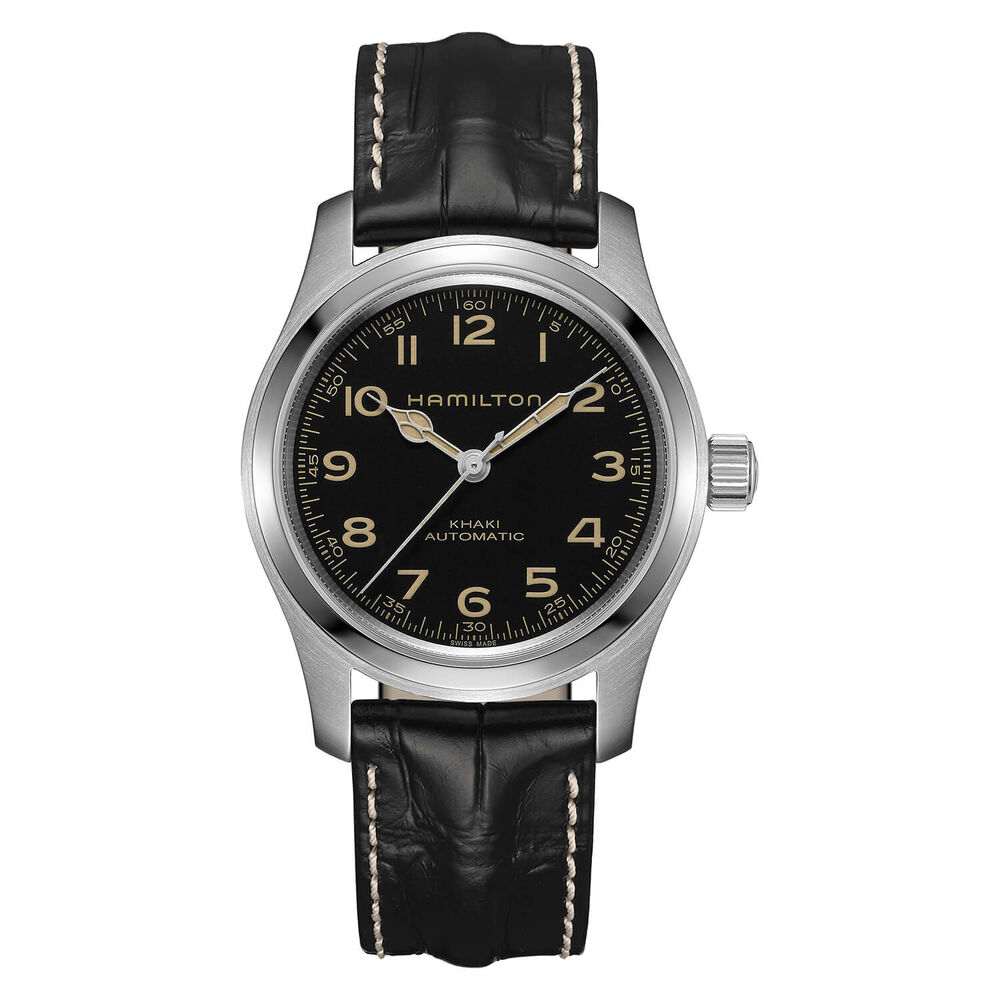 Hamilton Khaki Field Murph 42mm Black Dial Black Leather Strap