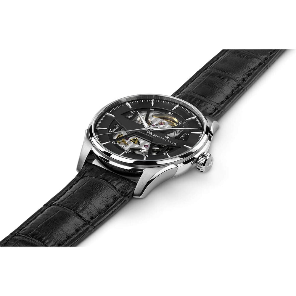 Hamilton Jazzmaster Skeleton Auto 40mm Black Dial Black Strap Watch
