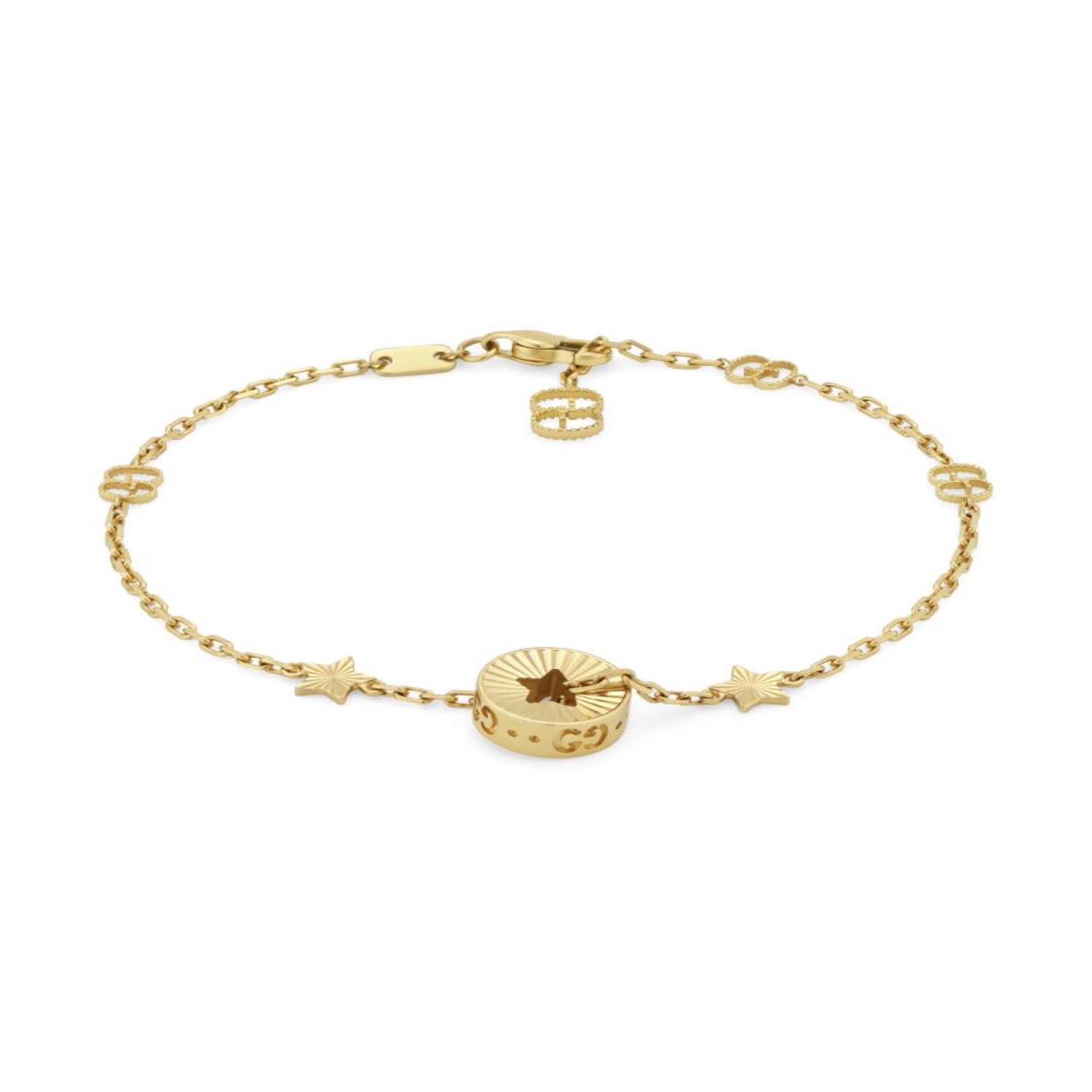 Gucci Icon Yellow Gold Star Bracelet Size M 6.7