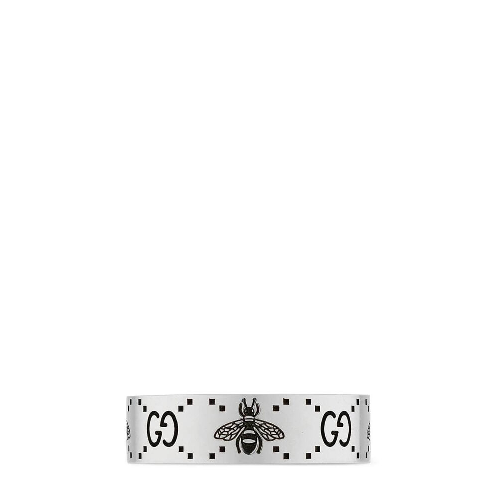 Gucci Signature Silver Bee Motif 6mm Ring (Size 16) image number 2