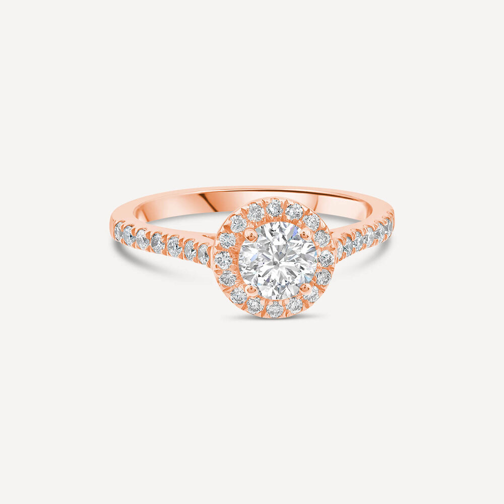 18ct Rose Gold 0.60ct Diamond Round Halo Ring image number 2
