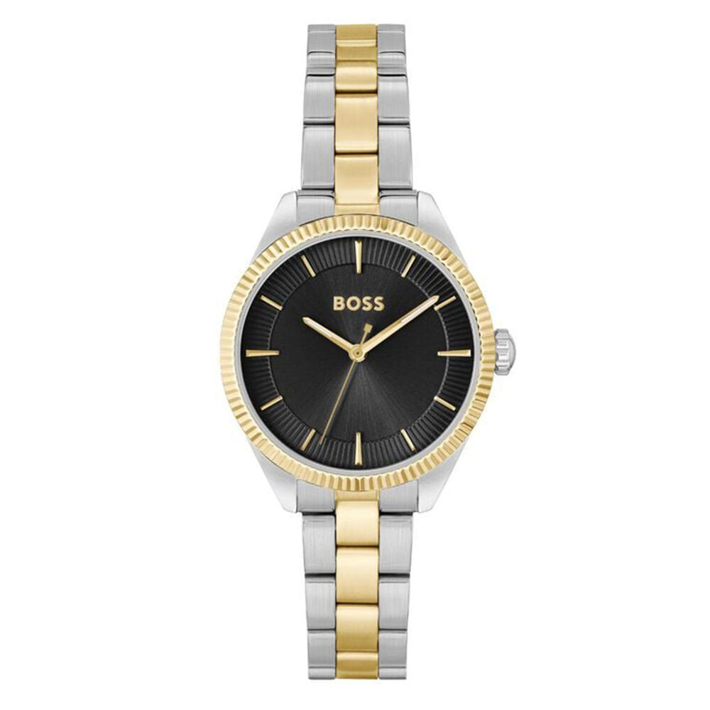 BOSS Sage 32mm Black 3 Hands Dial Two Tone Case & Bracelet Watch