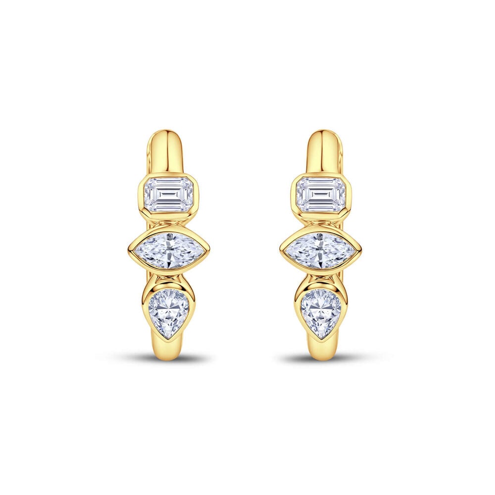Born Contour 9ct Yellow Gold 0.30ct Lab Grown Mixed Shape Diamond Huggie Earrings