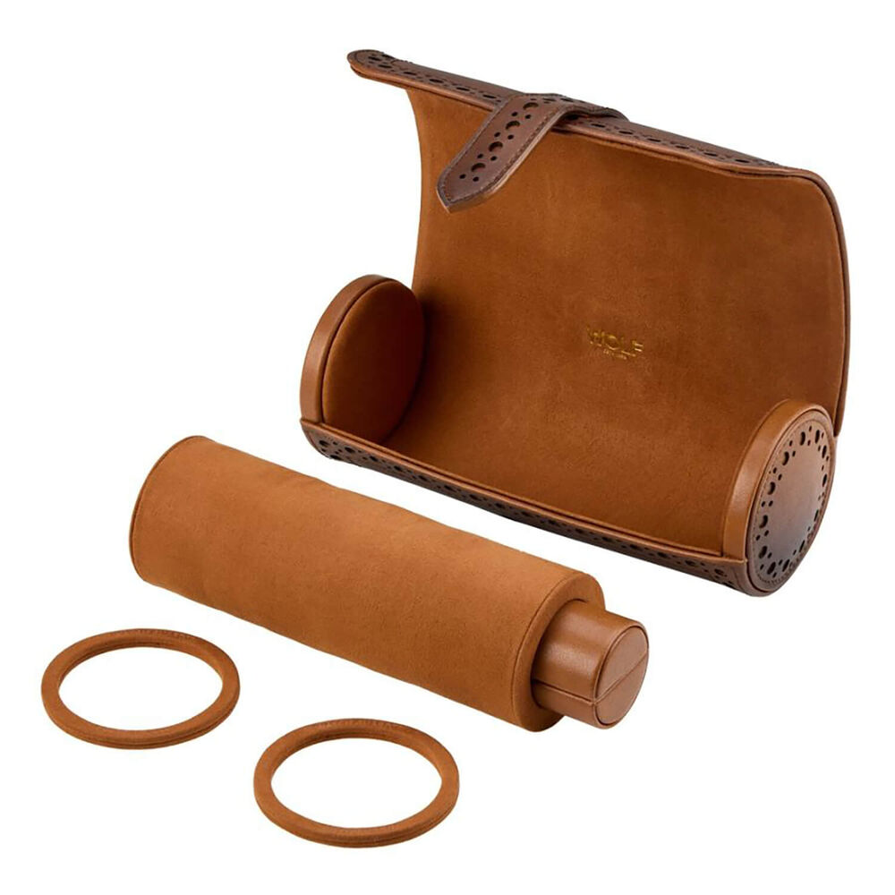 WOLF Brogue Burnished Brown Triple Watch Roll