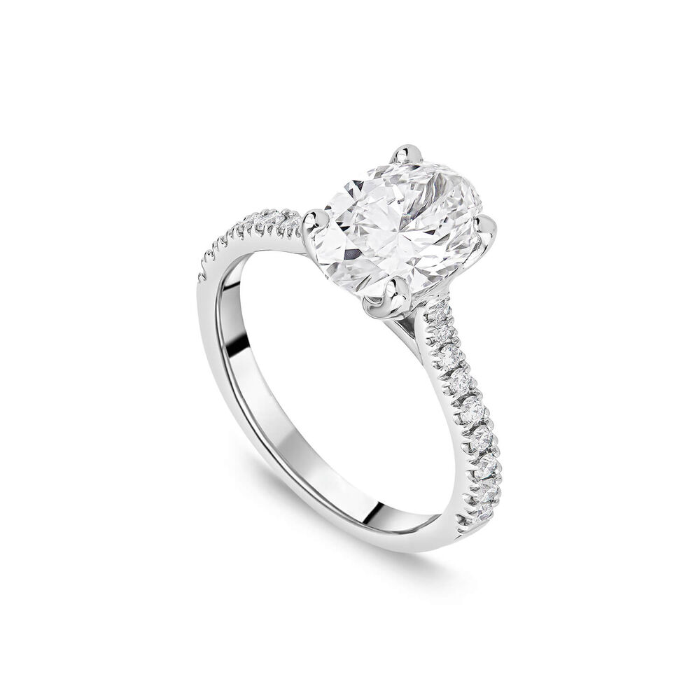 Born Platinum 1.90ct Lab Grown Oval Lab Grown Diamond Sides Ring image number 0