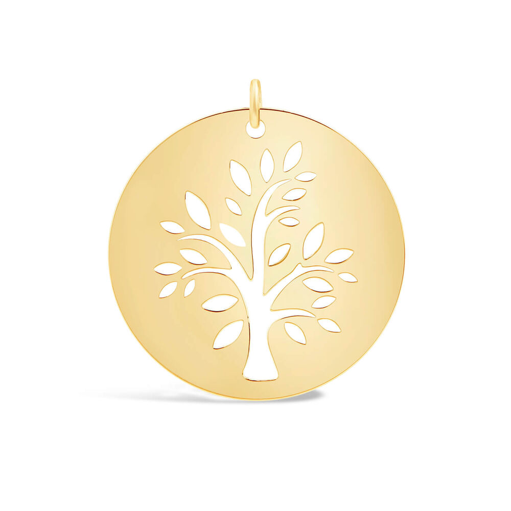 9ct Yellow Gold Tree of Life Disc Bead Chain Necklet image number 0