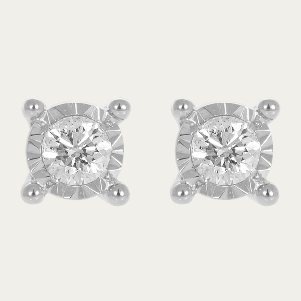 9ct white gold 0.16 carat diamond solitaire stud earrings